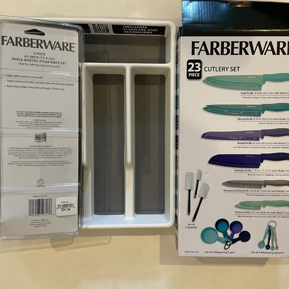 Faberware Color Series 23 pce. Cutlery Set Drawer Organizer,&6-Piece Tri - Picture 14 of 16